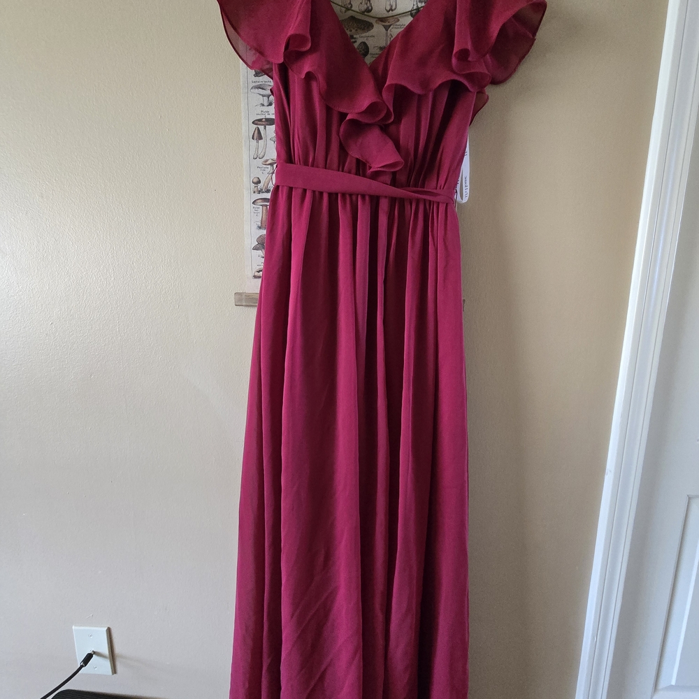 Elegant Pink Ruffle Maxi Dress